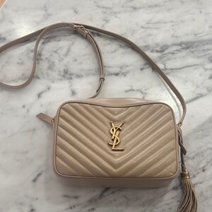 Yves Saint Laurent Taupe Quilted Crossbody Bag